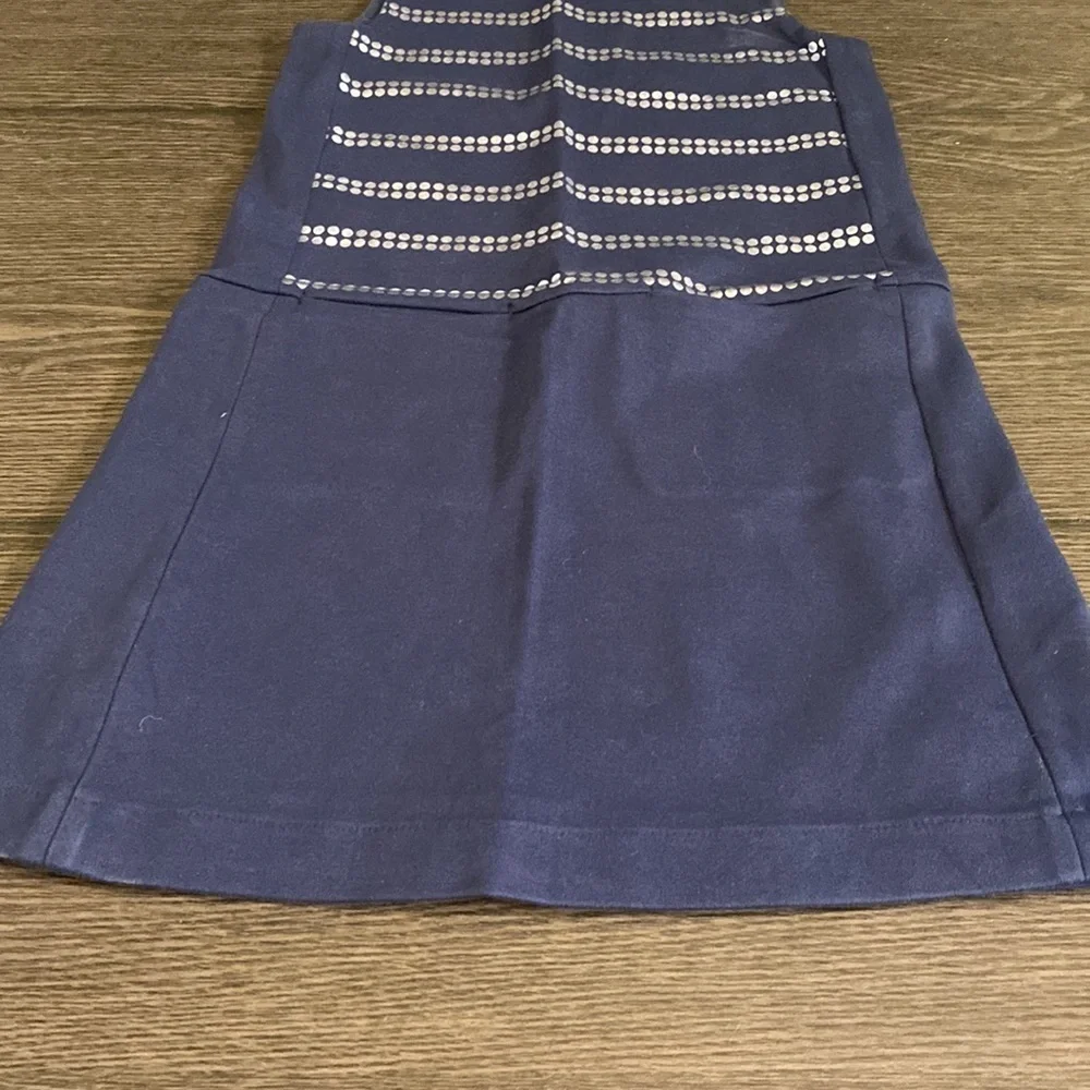 Crewcuts Sleeveless Sheath Dress. Size 7. Adorable Silver Dot Print. Navy.